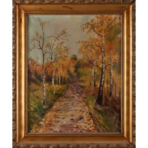 Artist unspecified, Polish (20th century), Road among the birches