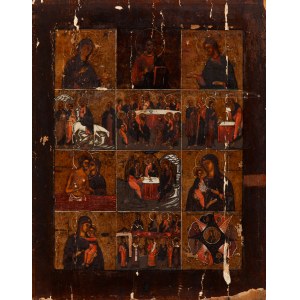 Artysta nieokreślony, rosyjski (XIX w.), Ikona - Deesis i sceny z życia Chrystusa, koniec XIX w.u