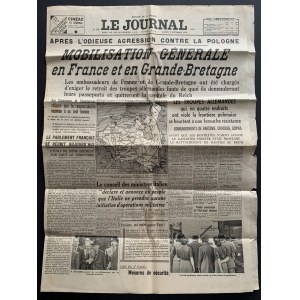 [WWII] LE JOURNAL. N° 17118. PARIS, SAMEDI 2 SEPTEMBRE [2. září 1939].