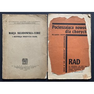 SKŁODOWSKA-CURIE Maria - sada 2 brožur. [1925]