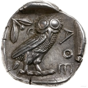 tetradrachma, 479-393 pne; Aw: Głowa Ateny w hełmie prz...