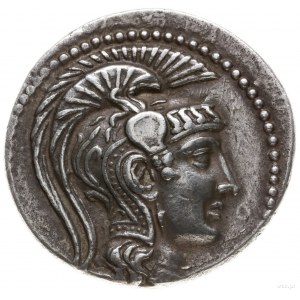 tetradrachma, 166-42 pne; Aw: Głowa Ateny w hełmie ateń...