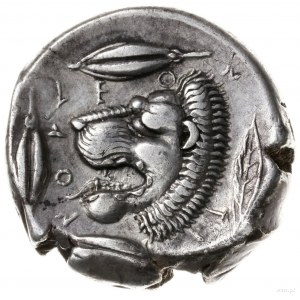 tetradrachma, II połowa V w. pne; Aw: Głowa Apollina w ...