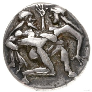 stater, 463-411 pne; Aw: Satyr trzymający na rękach nim...