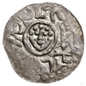 denar, przed 1107, mennica Wrocław; Aw: Głowa z perełko...