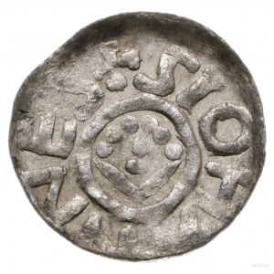 denar, 1097-1107, mennica Wrocław; Aw: Monogram SI, BOL...