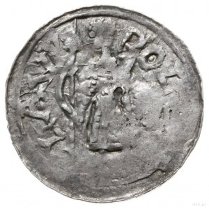 denar, 1102-1107; Aw: Rycerz na wprost, w prawej ręce t...