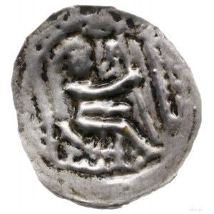 brakteat, 1194-1227?; Książę siedzący na tronie w prawo...