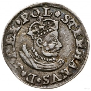 trojak 1580, Olkusz; Aw: Mała głowa króla w prawo i nap...