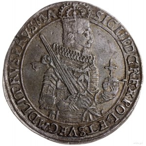 talar 1630, Toruń; Aw: Półpostać króla w prawo, w koron...