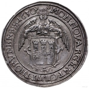 półtalar 1630, Toruń; Aw: Półpostać króla z małą głową ...