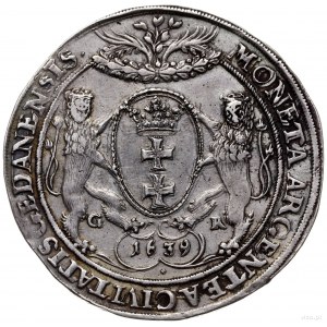 talar 1639, Gdańsk; typ monety z dużym popiersiem króla...