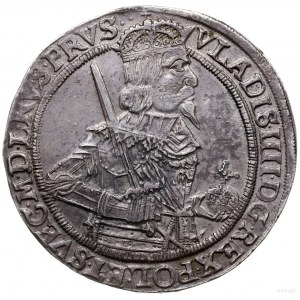 talar 1637, Toruń; Aw: Półpostać króla w prawo, w dłoni...