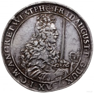 talar 1697 IK, Drezno; Aw: Popiersie króla z mieczem w ...