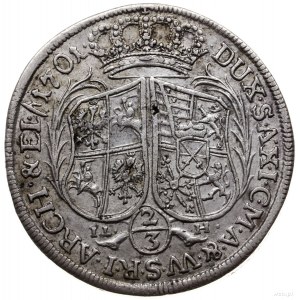 2/3 talara (gulden), 1701 Drezno; IL-H (inicjały Jana L...