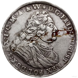 Thaler 1742, Drážďany; Av: Busta kráľa vpravo, okolo...