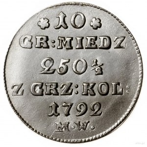 10 groszy miedziane 1792, Warszawa; odmiana z literami ...