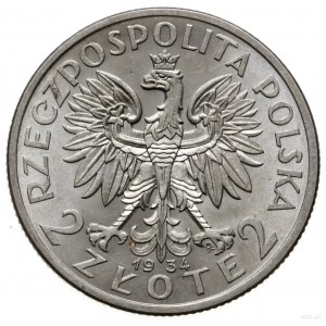 2 złote 1934, Warszawa; Głowa kobiety w czepcu; Parchim...