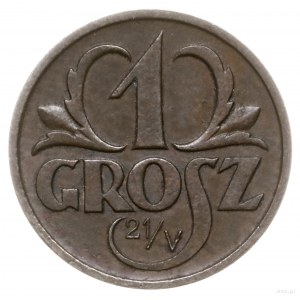 1 grosz 1925, Warszawa; pod napisem GROSZ data 21/V, mo...