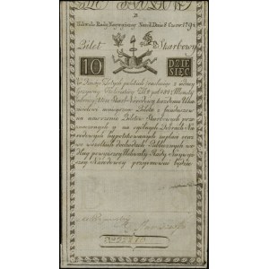10 złotych 8.06.1794, seria D, numeracja 32216, podpisy...