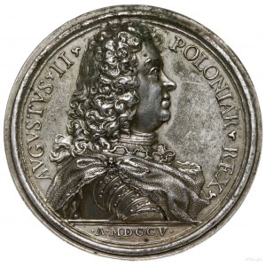 kopia galwaniczna medalu z 1705; Aw: Popiersie króla w ...