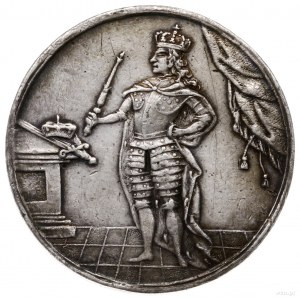 medal o wadze półtalara, 1711; Aw: Postać Augusta II w ...