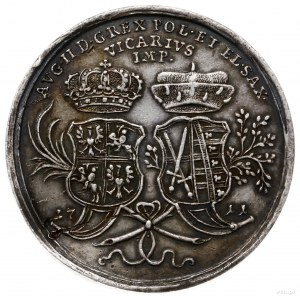 medal o wadze półtalara, 1711; Aw: Postać Augusta II w ...