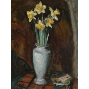Wojciech Weiss, Narzissen in einer weißen Vase