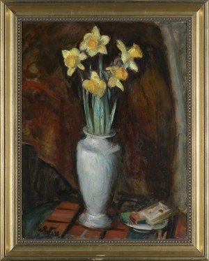 Wojciech Weiss, Daffodils in a White Vase