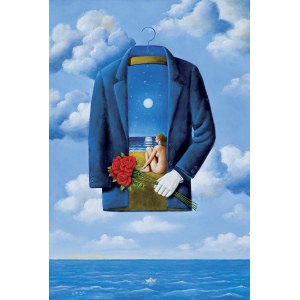 Rafal Olbinski, Solitude at the full moon, 2020