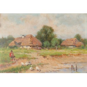 Adam SETKOWICZ (1876-1945), Weidende Gänse.