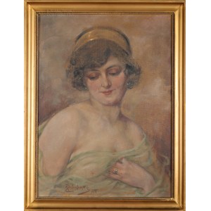 Kasper ŻELECHOWSKI (1863-1942), Portrait of a Woman in a Silk Band (1926)