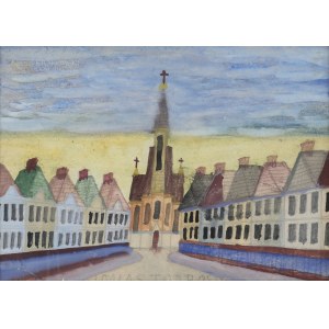 NIKIFOR Krynicki (1895-1968), Stadtlandschaft mit Kirche.