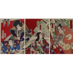 Toyohara Kunichika, Aktorzy w sztuce kabuki „Onai Hitome no Sekimori”