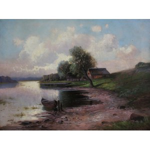 Hermann Wolff, Boat by the Riverbank
