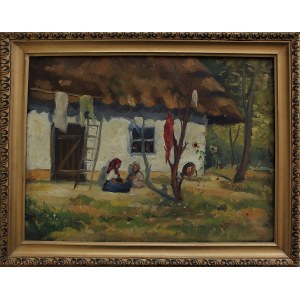 A.N., Kinder vor der Hütte