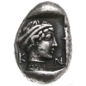 drachma, 411-394 pne; Aw: Protom lwa w prawo; Rw: Głowa...