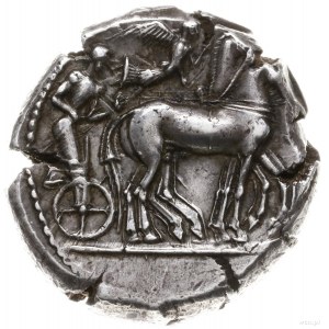 tetradrachma, 475-470 pne; Aw: Jeździec w kwadrydze, tr...