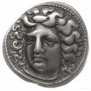 drachma, 365-356 pne; Aw: Głowa nimfy Larisy zwrócona l...
