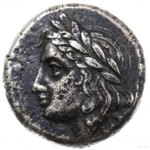 tetradrachma, 355-340 pne; Aw: Głowa Apollina w wieńcu ...