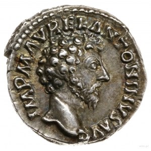denar, 161-162, mennica Rzym; Aw: Popiersie cesarza (be...