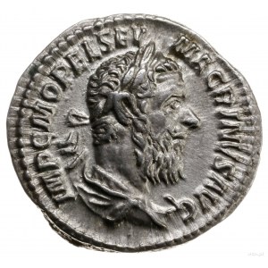 denar, 218, mennica Rzym; Aw: Popiersie cesarza w wieńc...