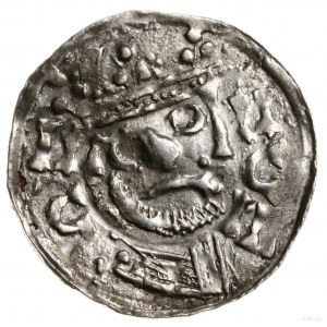 denar, 1039-1042; Aw: Popiersie władcy w prawo, w koron...