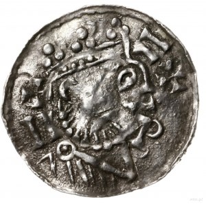 denar, 1009-1024; Aw: Popiersie władcy w prawo, w koron...