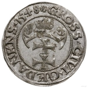 grosz 1548, Gdańsk; Aw: Popiersie w prawo i napis SIGIS...