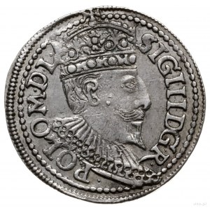trojak 1595, Olkusz; bardzo rzadki typ monety z jabłkie...