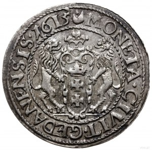 ort 1615, Gdańsk; duża głowa króla, kropka nad łapą nie...