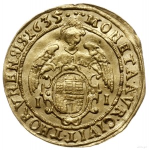 dukat 1635, Toruń; Aw: Popiersie króla z Orderem Złoteg...