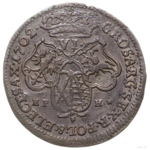 szóstak 1702 EPH, Lipsk; data na końcu napisu otokowego...