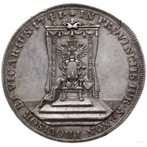 talar wikariacki 1741, Drezno; Aw: Król na koniu z miec...